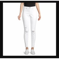 Hue Women’s Ripped Knee Denim Leggings, White, X-Large