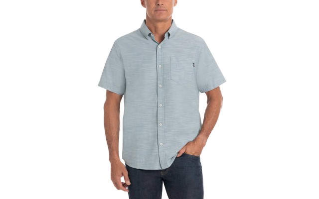  Men's Short Sleeve Woven, Green, Small