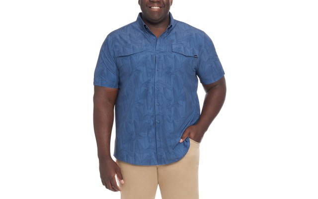  Men's Short Sleeve Woven Shirt, Blue, Small