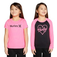 Hurley Youth 2-pack Sun Tee, Pink and Black, One Color, X-Small (5/6)