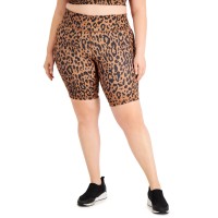 Id Ideology Plus Size Printed Bike Shorts, Brown, 1X