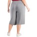 Plus Size High-Waist Culottes, Gray, 2X
