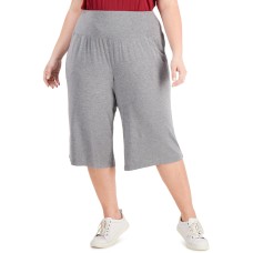 Ideology Plus Size High-Waist Culottes, Gray, 2X