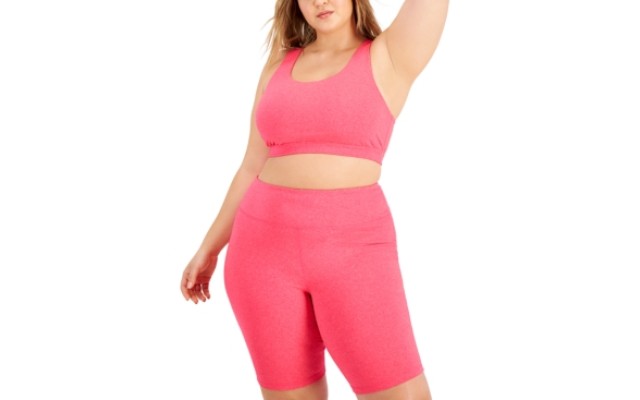  Plus Size Sweat Set Sports Bra, 3X, Pink