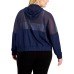  Plus Size Zip-Up Mesh Hoodie, Indigo Sea, 3X