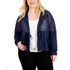 Ideology Plus Size Zip-Up Mesh Hoodie, Indigo Sea, 3X