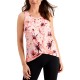  Printed Twist-Front Sleeveless Top, Pink, X-Large