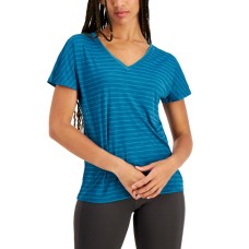 Ideology Shadow-Stripe T-Shirt, Small, Teal