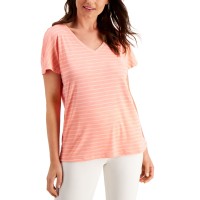 Ideology Shadow-Stripe T-Shirt, X-Small, Pink