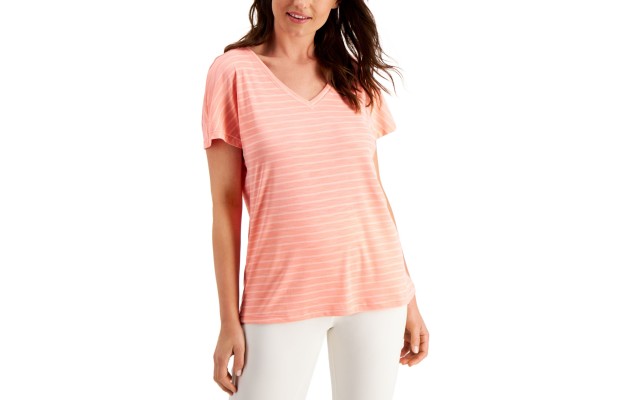  Shadow-Stripe T-Shirt, X-Small, Pink
