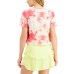  Tie-Dyed Cropped T-Shirt, Large, Pink