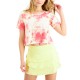  Tie-Dyed Cropped T-Shirt, Large, Pink