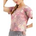  Tropical Tie-Dyed Cropped T-Shirt, X-Large, Pink