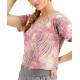  Tropical Tie-Dyed Cropped T-Shirt, X-Large, Pink