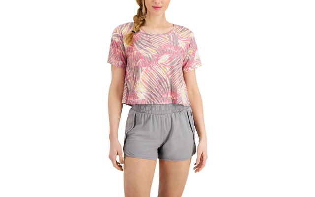  Tropical Tie-Dyed Cropped T-Shirt, X-Large, Pink