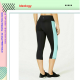  Women Colorblock Mid Rise Stash Pocket Ins 25″ Cropped Legging Black XS