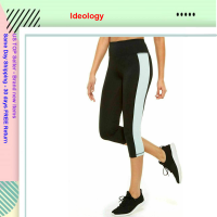 Ideology Women Colorblock Mid Rise Stash Pocket Ins 25″ Cropped Legging Black XS