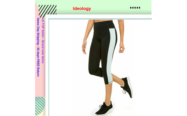  Women Colorblock Mid Rise Stash Pocket Ins 25″ Cropped Legging Black XS