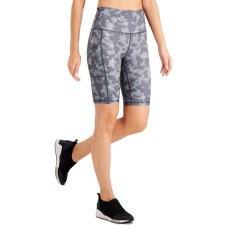 Ideology Women’s Camo-Print Bike Shorts, Grey, X-Small