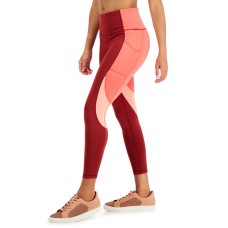 Ideology Women’s High Rise, Side Pockets Colorblock 7/8 Leggings, Red, X-Large