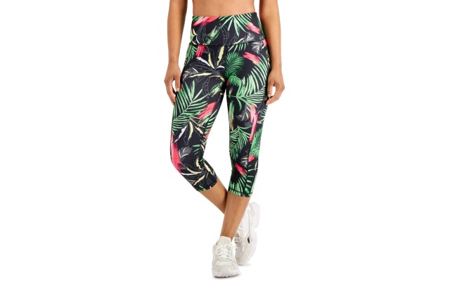  Women’s Palm-Print Cropped Leggings, Palm Black, Small