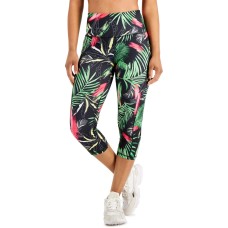 Ideology Women’s Palm-Print Cropped Leggings, Palm Black, XX-Large