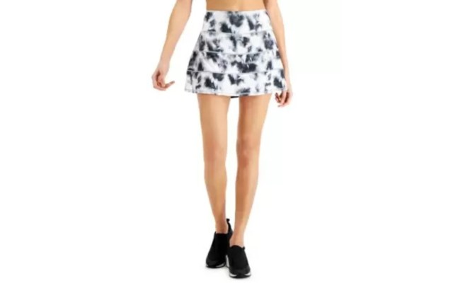  Womens Pleated Tie-Dyed Skort, Gray, Large