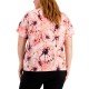  Womens Plus Size Printed Top, 2X, Pink