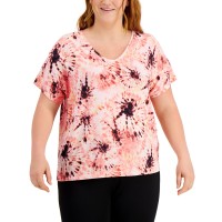 Ideology Womens Plus Size Printed Top, 2X, Pink