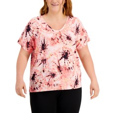 Ideology Womens Plus Size Printed Top, 3X, Pink