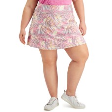 Ideology Womens Plus Size Tropical-Print Tiered Skort, Gray/Multi, 2X