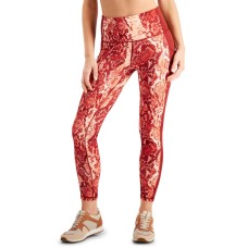 Ideology Women’s Snakeskin-Print 7/8 Leggings, Red, Small