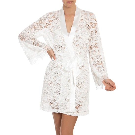  Women’s Seychelle Lace Wrap Robe, Ivory, X-Large