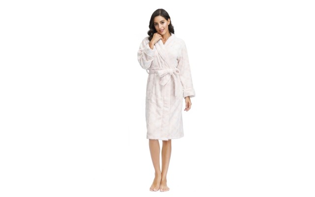  Women’s Embossed Plush Robe 42″ Hps, Blush, Large