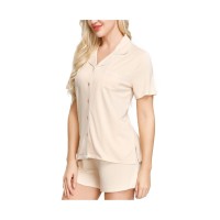 Ink+Ivy Women’s Notch Pajama Top and Short Set, Nude, Medium