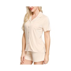 Ink+Ivy Women’s Notch Pajama Top and Short Set, Nude, Medium