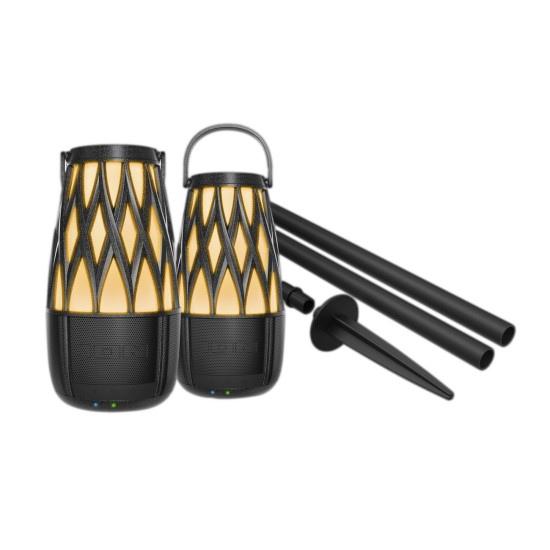   Tahiti Solar Lantern-Style Outdoor Bluetooth Speakers with Multi-Sync, 2 pk.