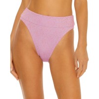 ISABELLA ROSE Women’s Metallic High Leg Banded High Waist Bikini Bottom Rose Quartz M