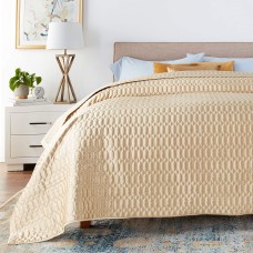 J Queen New York Satinique Quilted King Quilt Bedding, Ivory