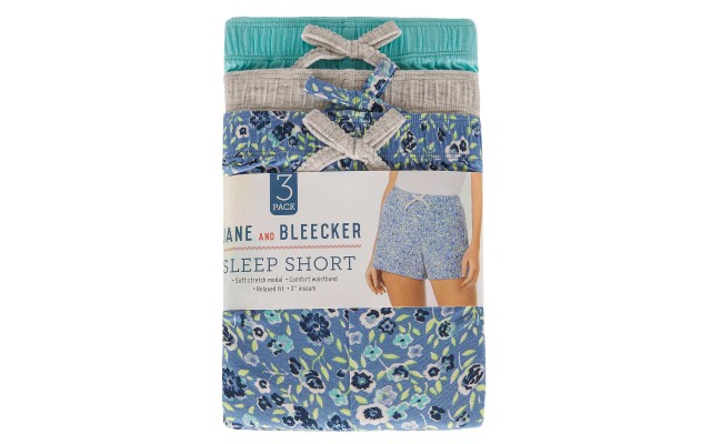 Jane and Bleecker Ladies' Sleep Short, 3-pack, Blue, Small