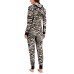  Hooded Velour One Piece Unionsuit Pajamas, Beige/Black Zebra, XX-Large