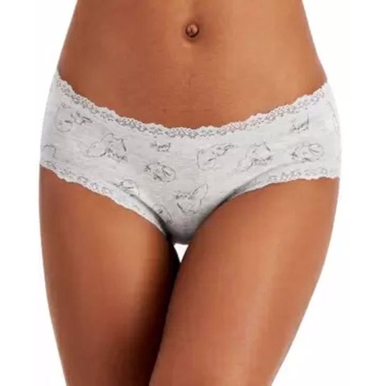  Women's Lace Trim Hipster Underwears, Gray, XX-Large