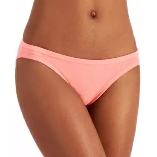  Women's Solid Bikini Bottoms, Coral, Medium
