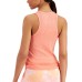  Women’s Basic Solid Ribbed Tank Top, Orange, X-Small