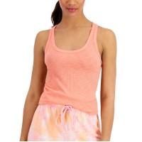 Jenni Women’s Basic Solid Ribbed Tank Top, Orange, X-Small