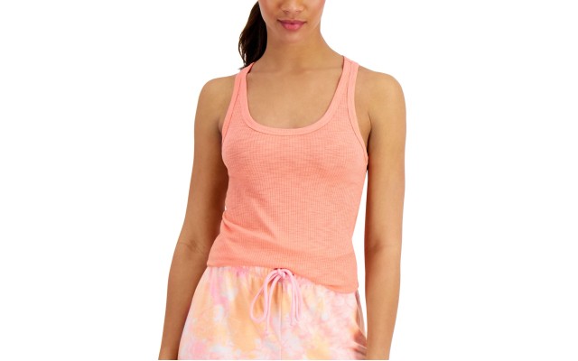  Women’s Basic Solid Ribbed Tank Top, Orange, X-Small