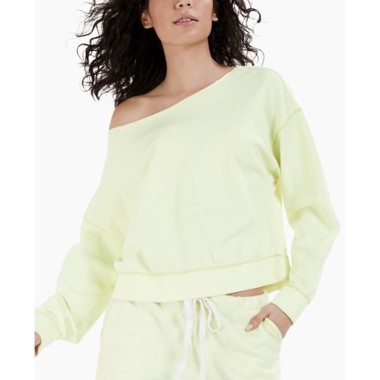  Women’s Cotton French Terry Pajama Top, Yellow, Medium