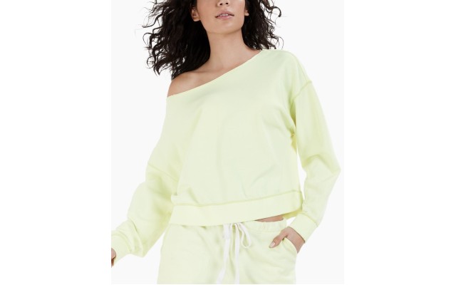  Women’s Cotton French Terry Pajama Top, Yellow, Medium