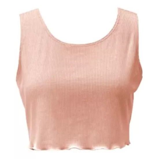  Women’s Cropped Rib-Knit Sleep Tank Top, Pink, Medium