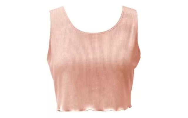  Women’s Cropped Rib-Knit Sleep Tank Top, Pink, Small